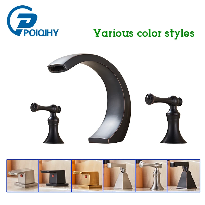 

POIQIHY Multiple color styles tub faucet different styles of double handle basin faucet Deck Mount Bathroom Tub Basin Sink tap