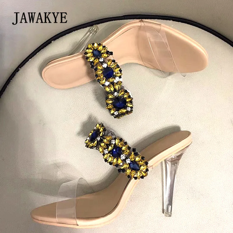 

2018 Sexy Rhinestone Pvc Transparent Sandals Women Open Toe Clear Crystal Heel Shoes Woman Fashion Wedding Shoes