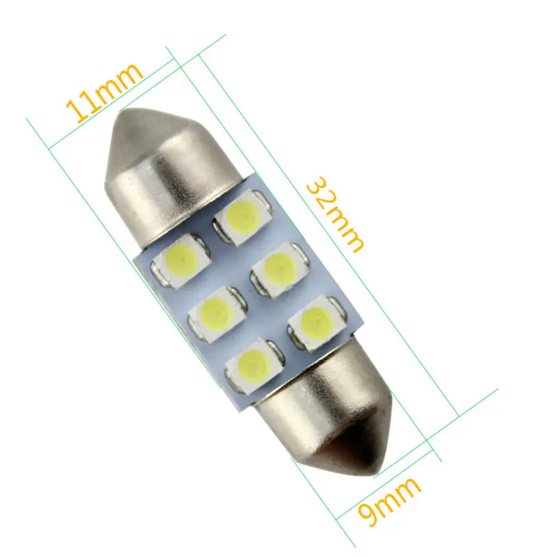 YM E-Bright 500 шт C5W 31 мм/36 мм/39 мм/41 мм белый 1210 3528 6 светодиодный купол фестон светодиодный светильник лампы 6S MD светильник для чтения