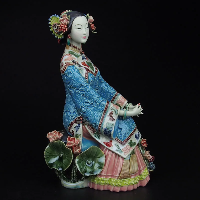 Folk Art Porcelain Ceramic Traditional Chinese Lady Figurine Collection
