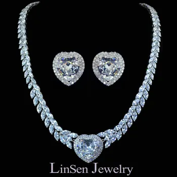 

Romantic heart shape luxury wedding jewelry set,new design high quality AAA zircon necklace earring set for wedding bride