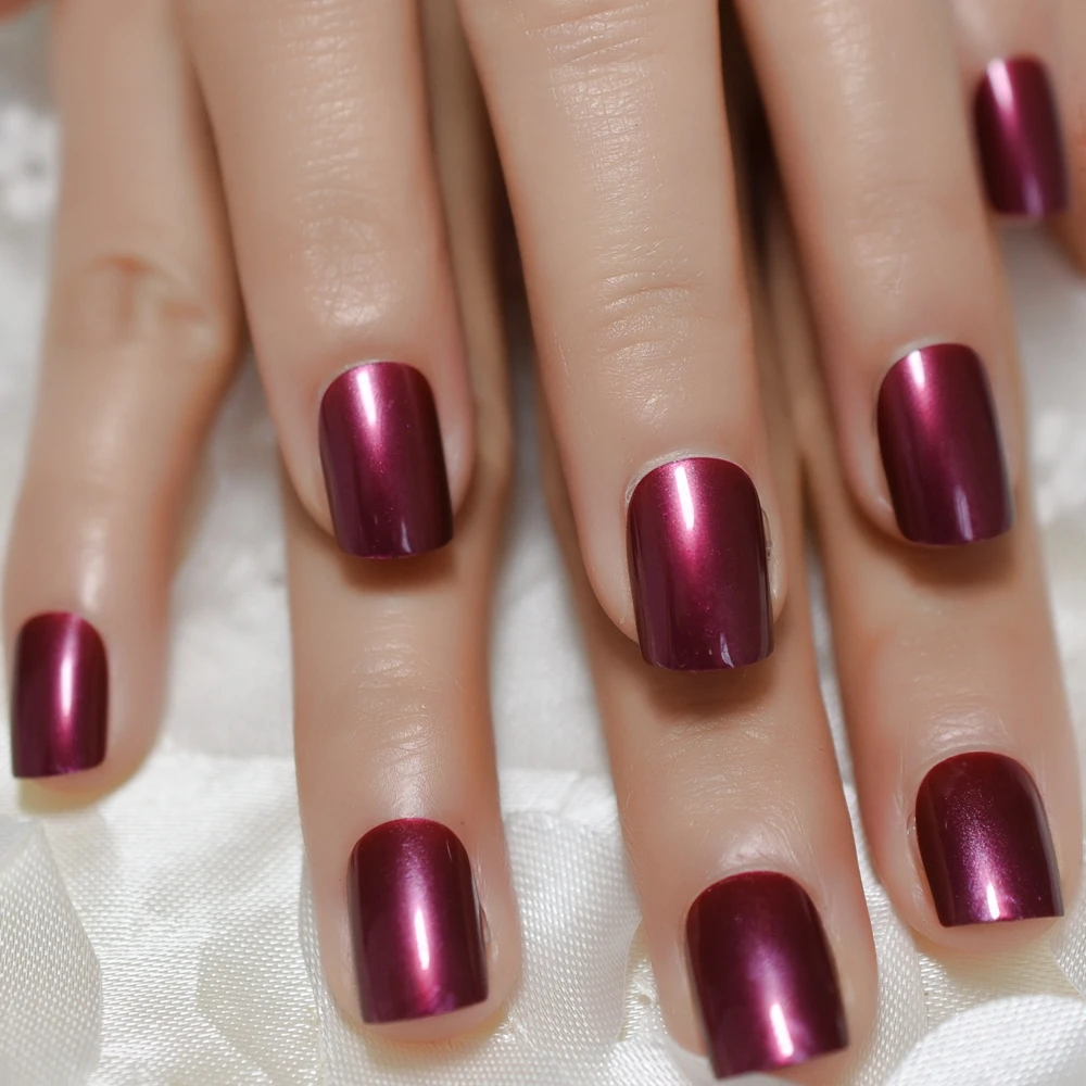 VioletRed поддельные ногти глянцевый УФ-гель Faux Ongles Средний размер нажмите на маникюр с клейкими вкладками 24/мешок - Цвет: L5135