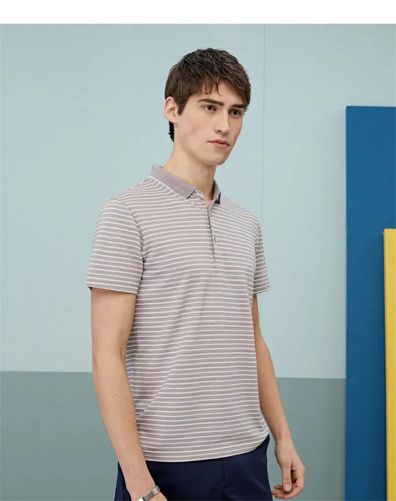 Striped Polo Male Men Polos Quality Cotton Knitted Summer Short Sleeve Sweater Pullover Trun-down Collar Fashion Polo MuLS Brand 10