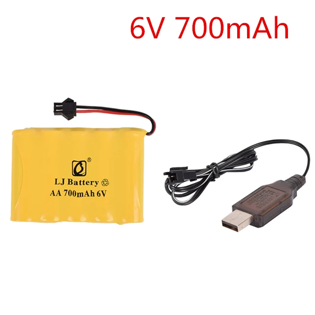 6V 700 mah/1800 mAh/2800 mah Ni-MH AA аккумуляторная батарея+ usb зарядное устройство SM-2P Разъем для RC автомобиля RC грузовик RC Танк RC лодка - Цвет: 700 with usb