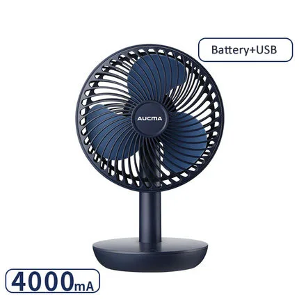 blue Мини Портативный Настольный вентилятор, заряжаемый от USB, 4000 мА/ч, настольный вентилятор с 4 передачами, регулируемый ангел, вентилятор воздушного охлаждения для дома и офиса - Color: blue