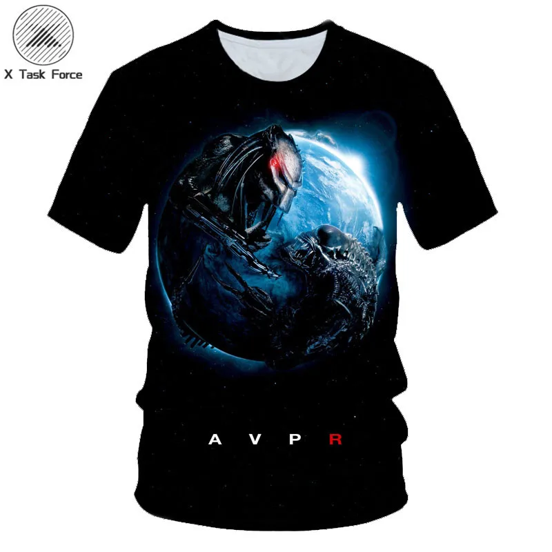

2019 Summer New Brand Alien T shirts Men Skull Print Forest Tshirts 3D Print Gothic T shirt Mens Clothing Casual breathability