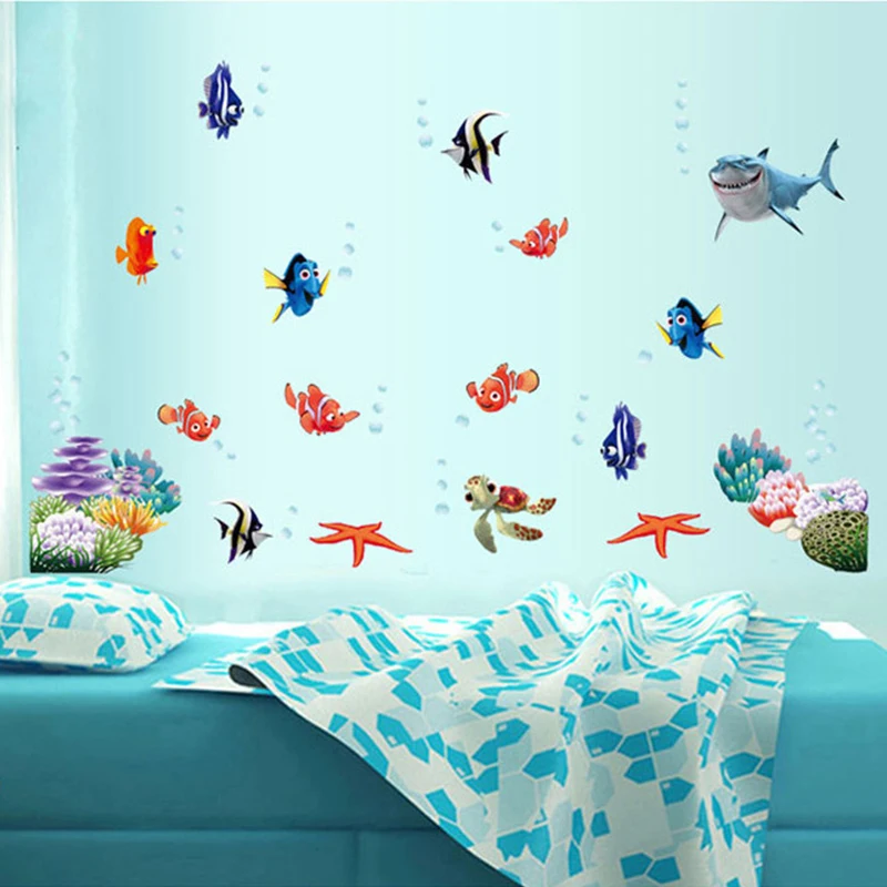 

Find Nemo Dory Fish Wall Stickers For Kids Rooms Bathroom Home Decor Accessories DIY Cartoon Movie PVC Animal Mural Art Poster