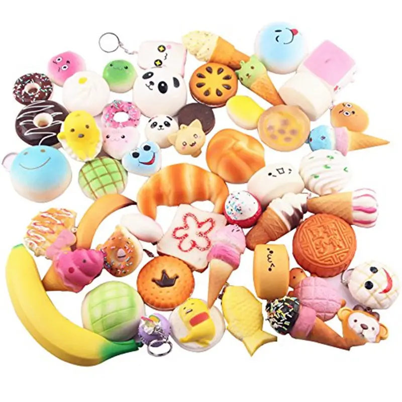 

10 PCS/Lot Kawaii Jumbo Cartoon Food Panda Cake Donut Squishy Squishi Squeeze Slow Rising Toy Phone Strap Toys Random Style