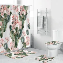 Горячие новые продукты 4 шт нескользящий Туалет полиэстер покрытие коврик набор Ванная комната Душ занавеска домашняя семья