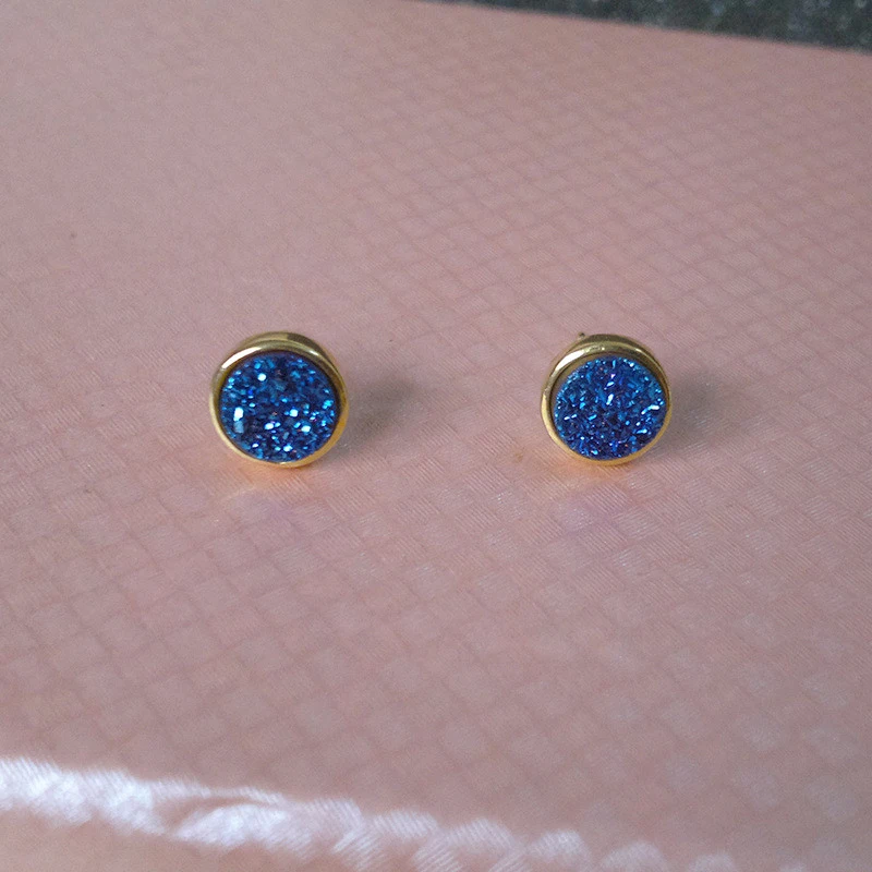 

Lucky Sonny Hot Shining Druzy Joyas Pure 925 Sterling Silver Stud Earring for Women Blue Quart Natural Druzy Earrings BRINCOS