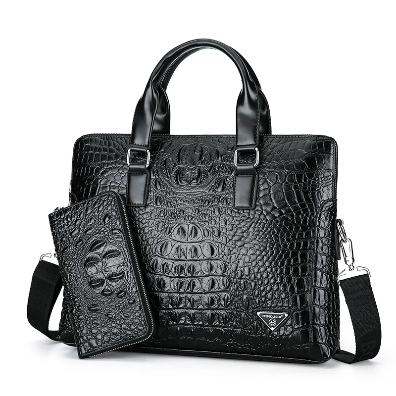 

Spring 2019 New Business Men's Crocodile-print Hand One-shoulder Briefcase Computer Men's bag