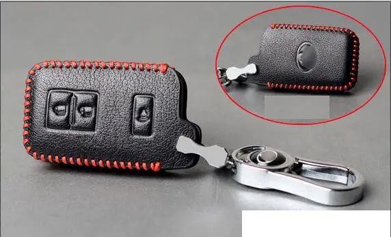 Leather Car Remote Key Case Fob Cover For Toyota Land Cruiser Prado 150 Camry Prius Crown For Subaru Foreste Outback XV legacy - Название цвета: F RED