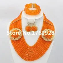 Оранжевые африканские бусы комплект ювелирных изделий нигерийские бусы комплект ювелирных изделий для свадьбы модный комплект ювелирных изделий