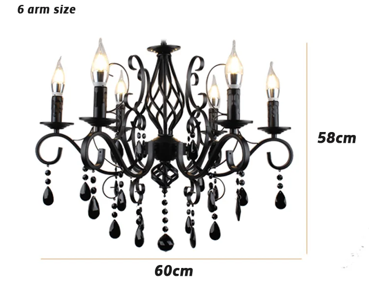 Винтажные люстры для столовой, роскошные черные промышленные кованые E14 свечи, кованые свечи, лампа