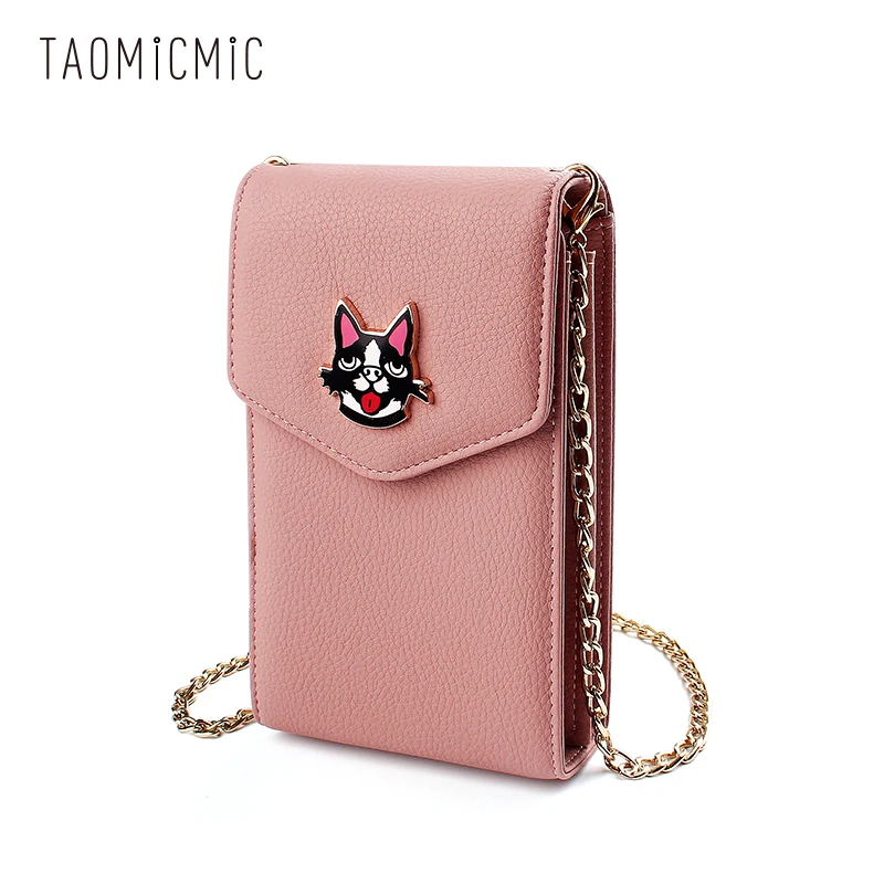 

TAOMICMIC 2019 new chain diagonal package lychee vertical mobile phone bag Korean fashion casual ladies wallet bolsa feminina