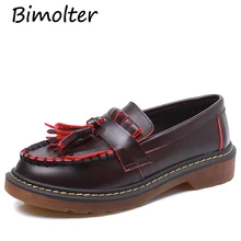 Bimolter сезон осень Ленточки Туфли-оксфорды Женские слипоны для девушек-студенток; удобная повседневная обувь на плоской подошве Размеры 34–43 PFEA041