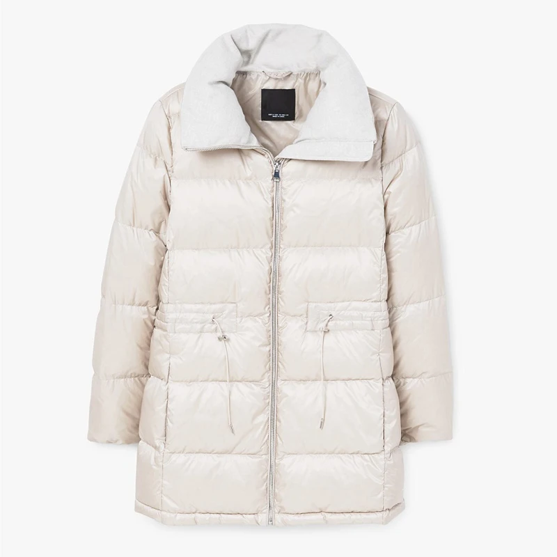 

White Color Stand Collar Cotton Jacket Coat Women Winter Long Sleeve Casual Jacket Woman Warm Slim Outwear Parkas Female