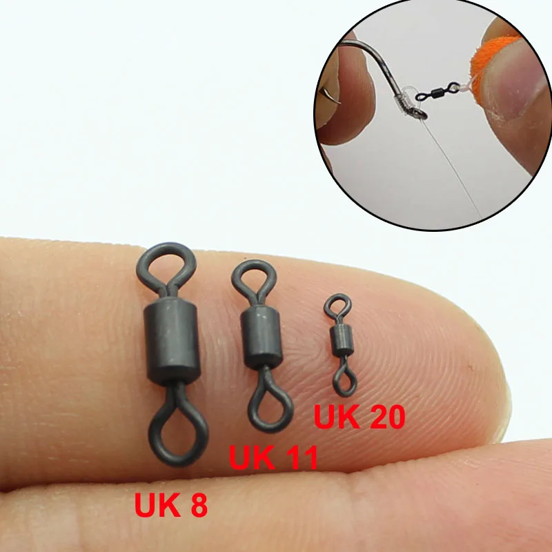 6 x NGT FISHING RONNIE RIGS SPINNER RIG MICRO BARBED TEFLON CARP HOOKS SWIVELS 