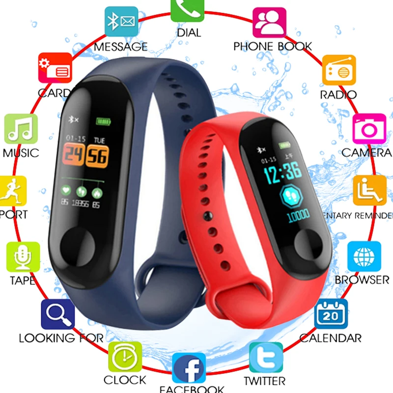 

2018 New Men Sport Waterproof Watch Blood Pressure Heart Rate Monitor SmartWatch Call Vibration Reminder pedometer Watch PK mi 3