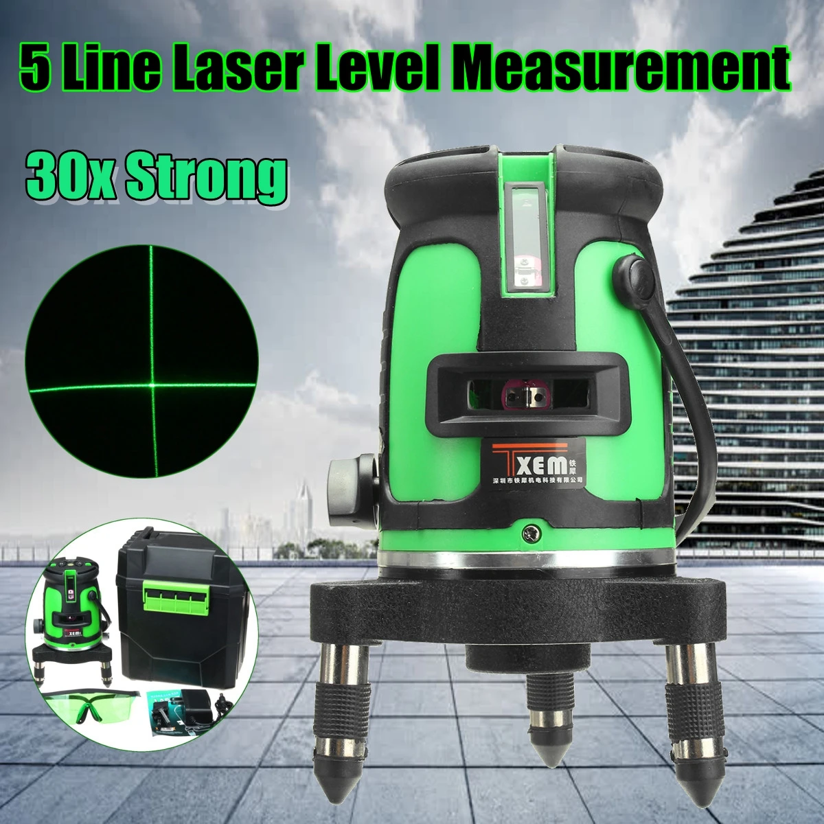 

5 Line 3D Laser Leveler 360 Degree Self Leveling Vertical Horizontal Level Cross Powerful Laser Beam Line Color Green
