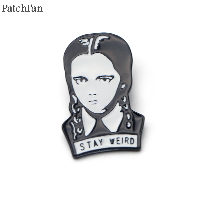 20 шт./лот/, Addams Patchfan family Stay Weird Zinc pins para рюкзак, одежда, металлические значки, броши для сумки, рубашка A0781
