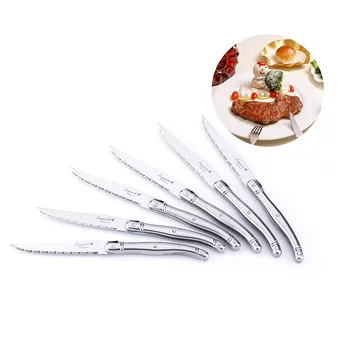 

6pcs Laguiole Steak Knives Silver Dinner knife Stainless steel Table Knives Kitchen Tableware Set Silver Dinnerware Cutlery set