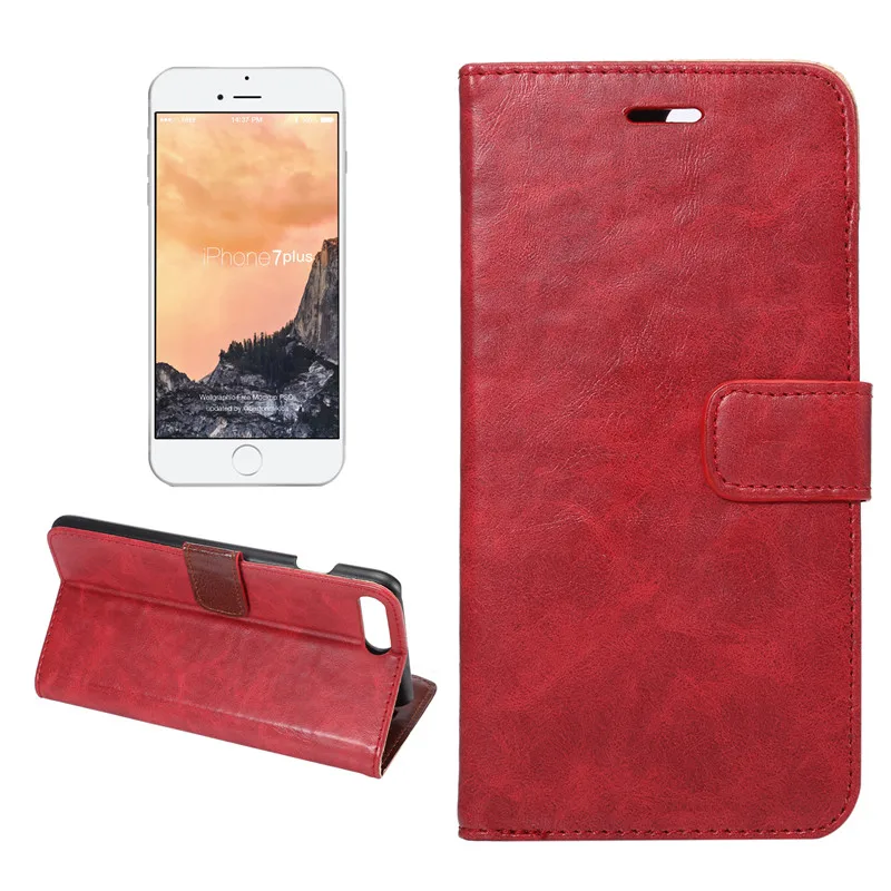 Red Crazy Horse Leather Wallet Phone Case 1