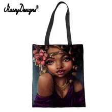 Бесшумные дизайнерские льняные холщовые женские сумки-тоут Bolsas Tela Eco Shoulder Shop Art Afro Lady с принтом женские пляжные хлопковые сумки на заказ Роскошные