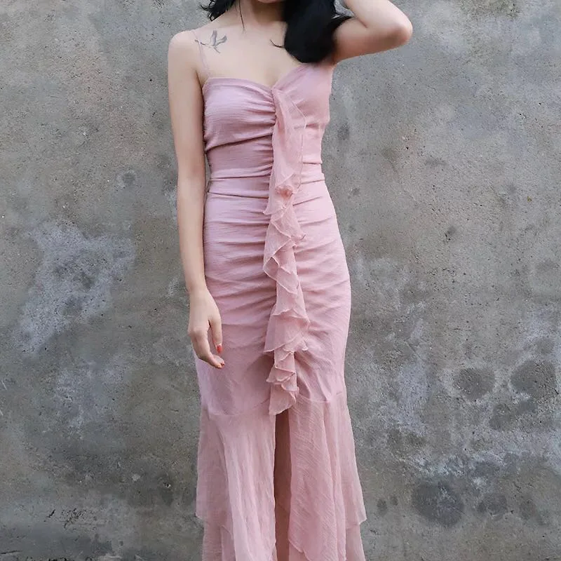 

Summer Dress Real Shot In 2019 Fairy Versatile Seaside Sun Protection Clothing Lotus Leaf Contour Hips Encased Slim Dress