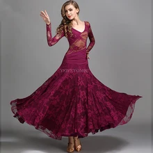 Фиолетовый черный кружево высокое качество женские бальные платья танцевальные костюмы испанский фламенко вальс бальное платье Стандартный в продаже