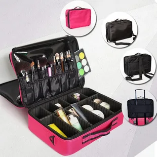 ZYJ Professional Partition Cosmetic Storage Organizer Box Bags Dresser Travel Makeup Artist Nail Tool Bag Beauty Cases Handbag (2)
