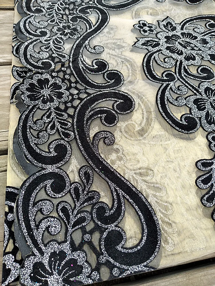 Luxury glitter Black square Tablecloth embroidery lace kitchen tea coffee Table Cover cloth Christmas New Year Wedding decor