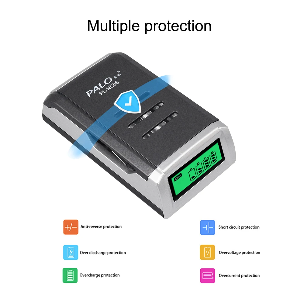 Palo 4 слота высокое качество lcd Intelligrnt зарядное устройство для AA AAA NICD NIMH батареи+ 8 шт 3000mahAA перезаряжаемые батареи