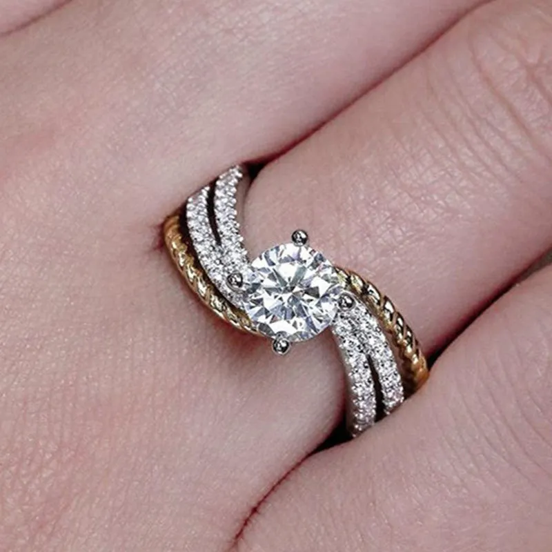 

Tisonliz Creative Crytal Rings for Women Luxury Gold Silver Color Bride Engagement Wedding Rings Fashion Party Jewelry Bijoux