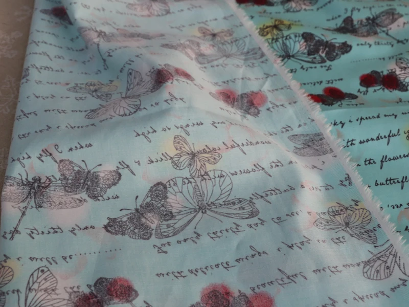100 см* 145 см синие хлопчатобумажные ткани с рисунком бабочки слова шаблон хлопок сатин Текстиль