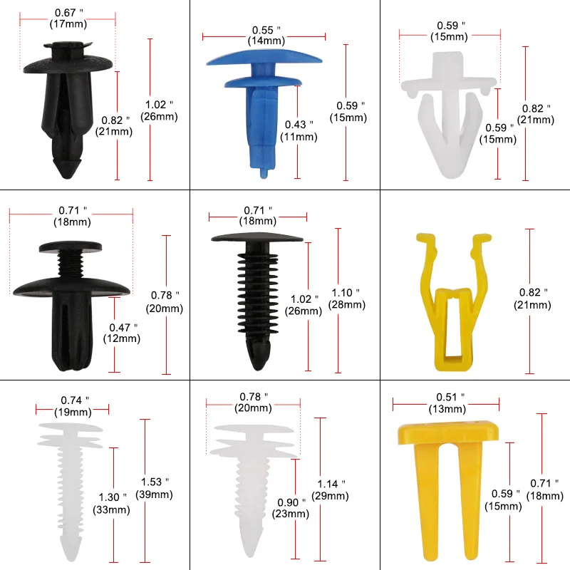 200 шт авто смешанный крепеж Универсальный Автомобильный бампер зажимы фиксатор Крепеж заклепки отделка двери панель крыло вкладыш крепеж