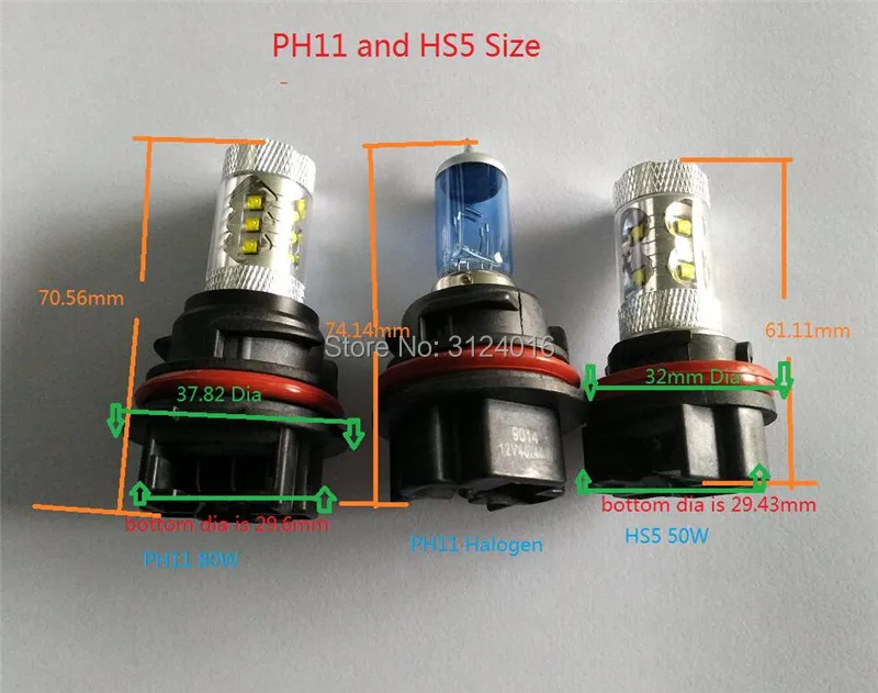 2 шт. x HS5 50 Вт светодиод высокой мощности для Yamaha Honda Suzuki лампа с белым лучом|led led|led