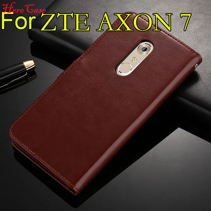 For ZTE AXON 7 Case 5.5 inch Flip Wallet Genuine Leather Cover A2017 With Stand Function Three Card Holder | Мобильные телефоны и