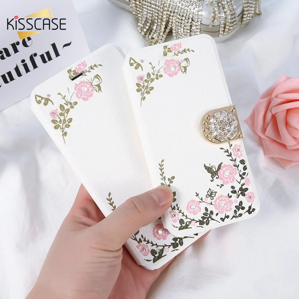 Чехол Кошелек KISSCASE с бриллиантами для iPhone 6 6s 8 7 Plus кожаный флип чехол полной