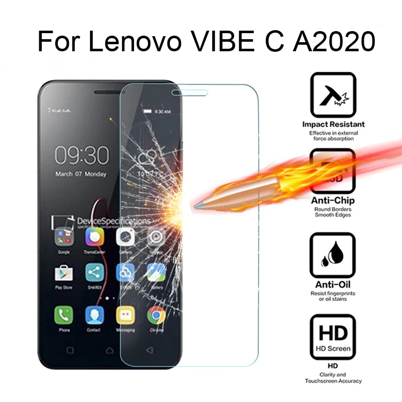 

For Lenovo Vibe C A2020 A2020a40 DS A 2020 5.0 inch Tempered Glass cover Screen Protector for Vibe C A2020 Protective Film case