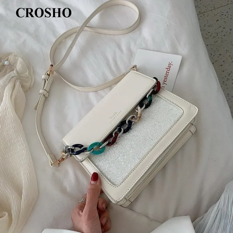 

CROSHO Advanced Feeling Women Texture Hand Sequin Bag Chain Foreign Style Single Shoulder Cross Body Bag