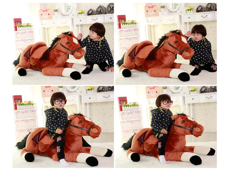 Dorimytrader Quality Cute Simulation Animal Horse Plush Toy Kids Ride Horse Toys (9)