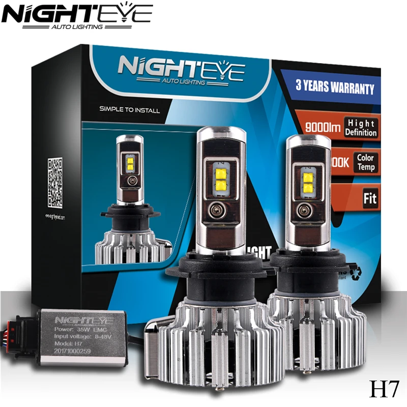 Nighteye H7 70W 9000LM H4 HB2 9003 H1 with Cree LED Headlight Kit Fog Lamps Light Bulbs 6000K White Car Led Lights Free Shipping