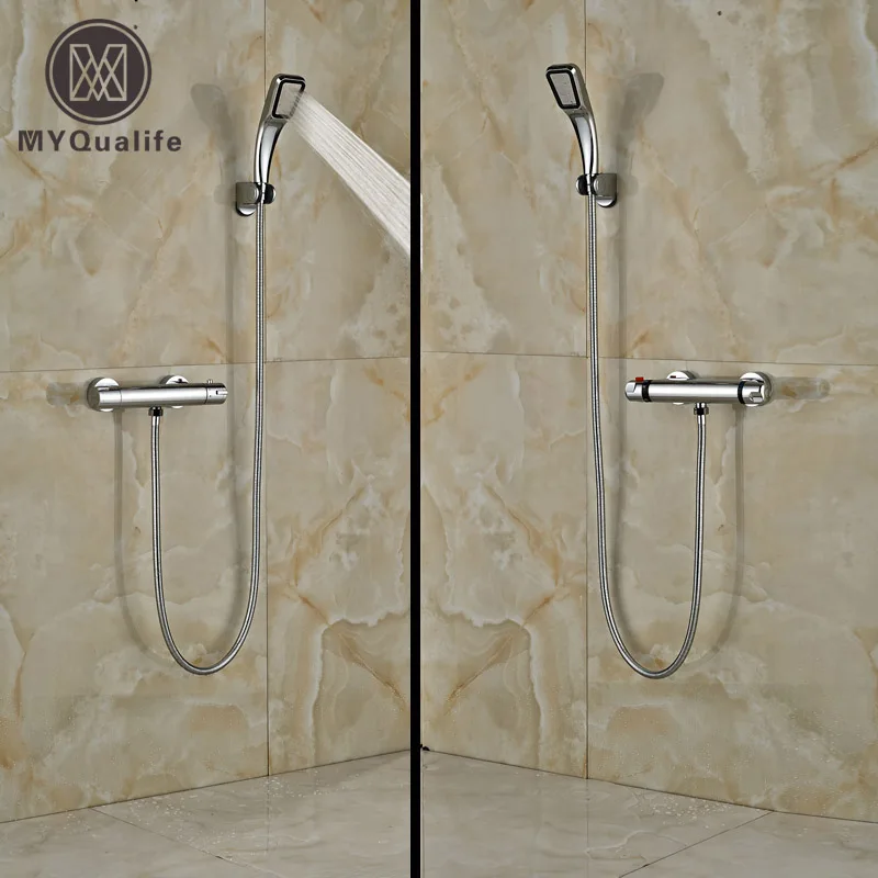 

Wall Mounted Bathroom Thermostatic Shower Mixers Handheld Shower Mixer Taps Chrome Finished