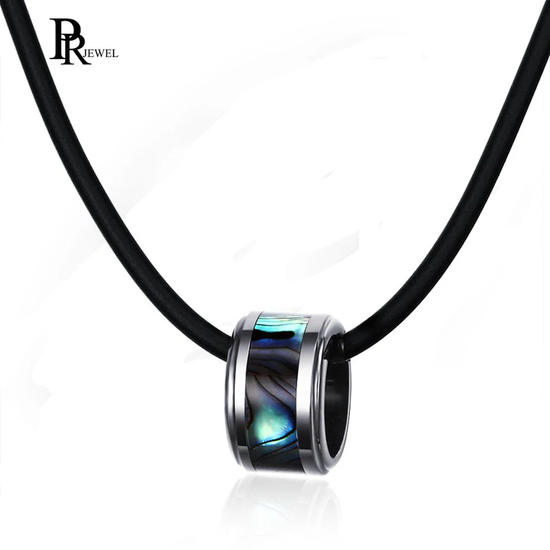 

Trendy Tungsten Steel Shell Simple Round Pendant Necklace Men Models Leather Necklace