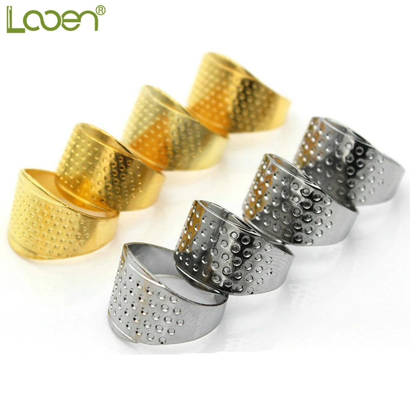 

2 Pcs/lot Looen Thimble Adjustable Atitch Needle Hoop Ring Gold Silver Color Cross Stitching Craft sewing DIY Needlework Set