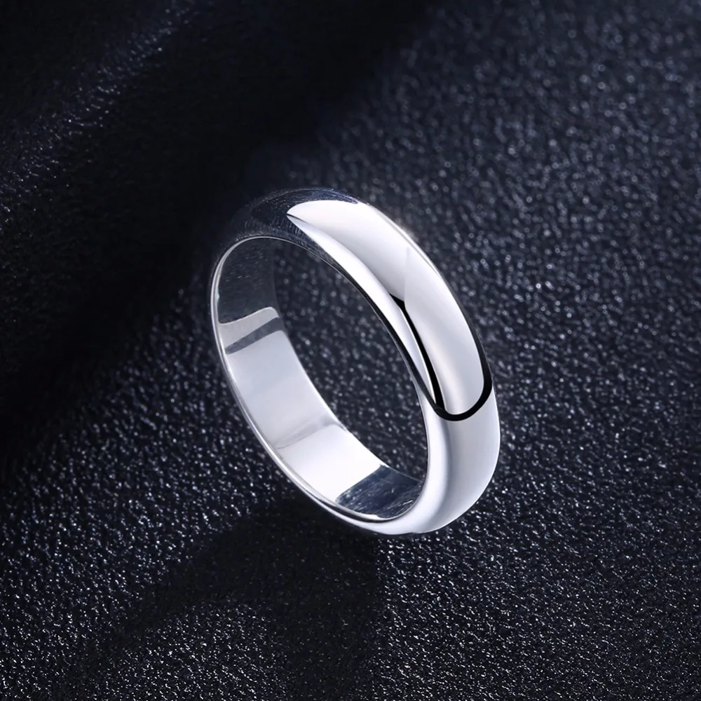 Real Pure 925 Sterling Silver Rings For Women And Men Simple Ring Smooth High Polishing Wedding Band Ring For Lovers Couples