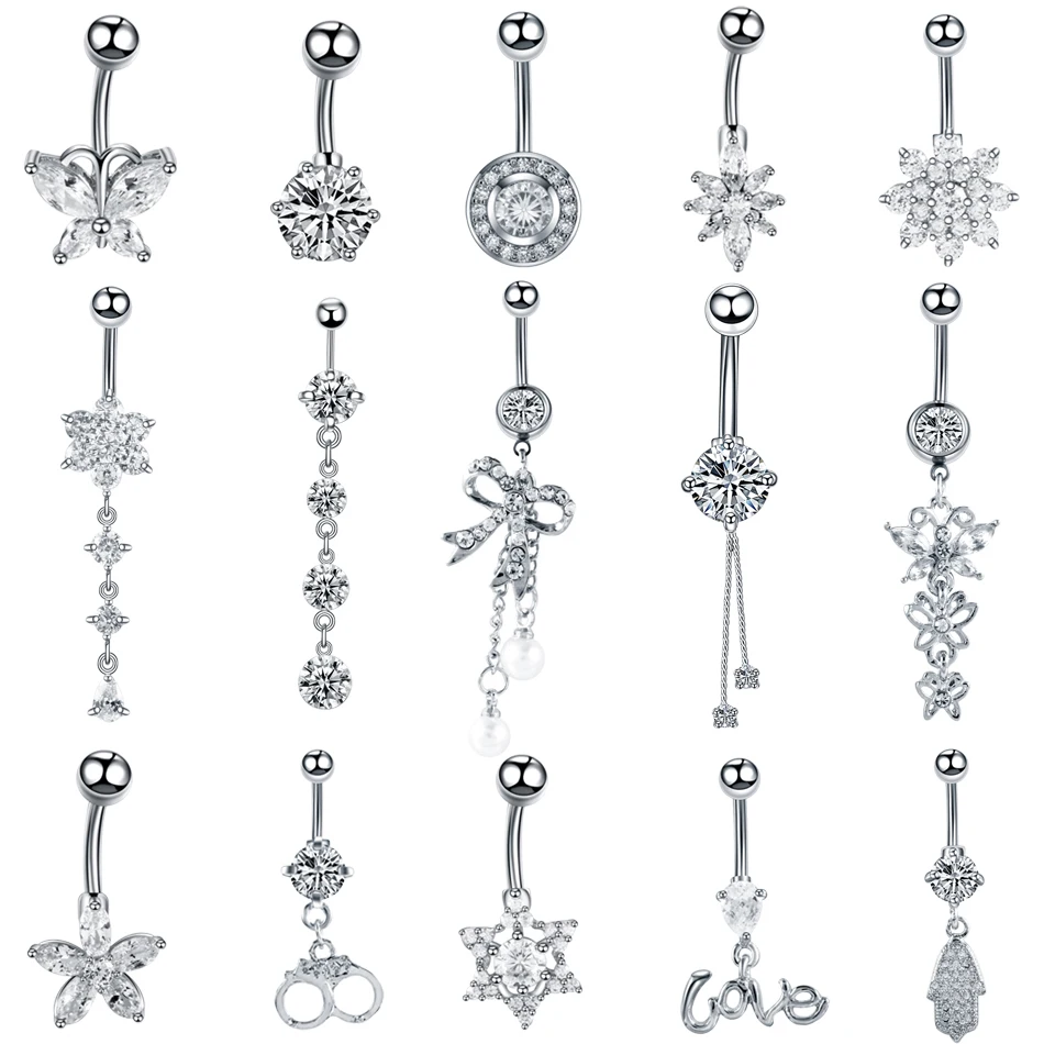 

1PC Stainless Steel Crystal Navel Button Piercings Gem Nombril Belly Bars Sexy Ombligo Piercings Dangle Earring Piercing Jewelry