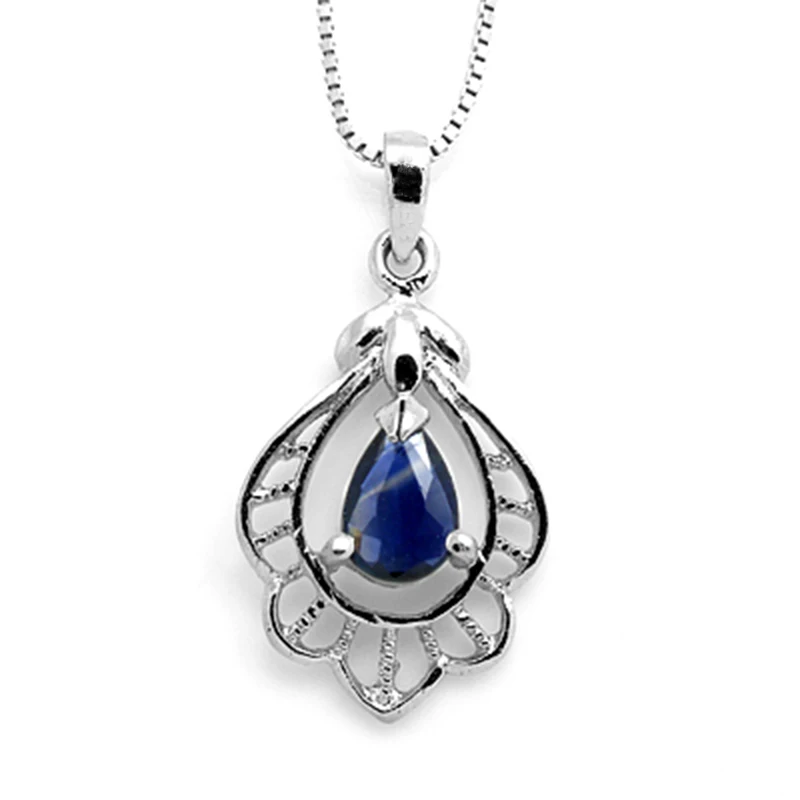 Collier Qi Xuan_Dark Blue Stone Simple Elegant Pendant Necklace_Real Necklace_Quality Guaranteed