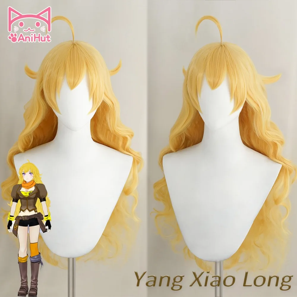 

AniHut RWBY Yellow Yang Xiao Long Wavy Wig Heat Resistant Synthetic Cosplay Hair Anime RWBY Cosplay Wig Yang Xiao Long